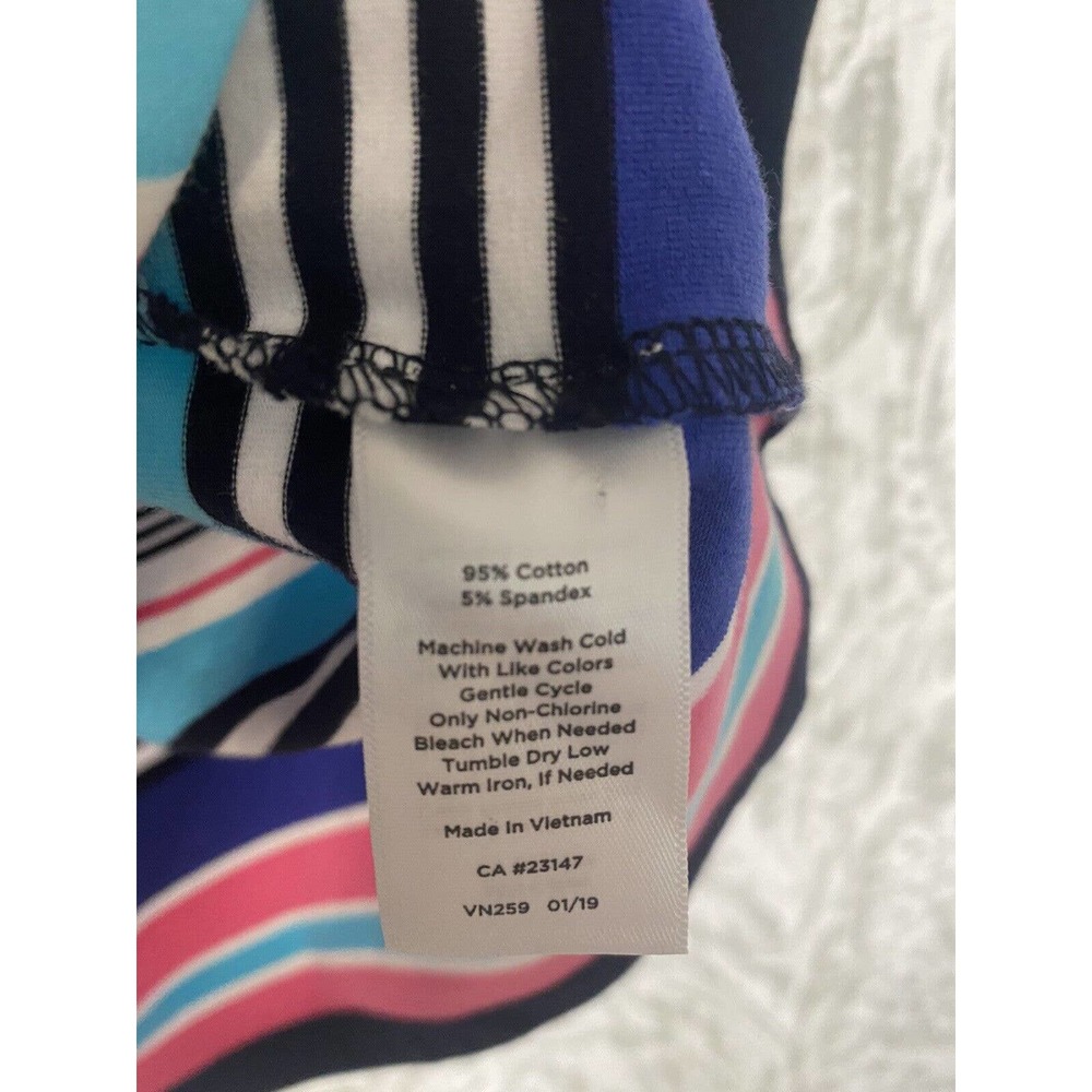 Talbots Multicolor Stripe Jersey Shift Dress Gold… - image 7